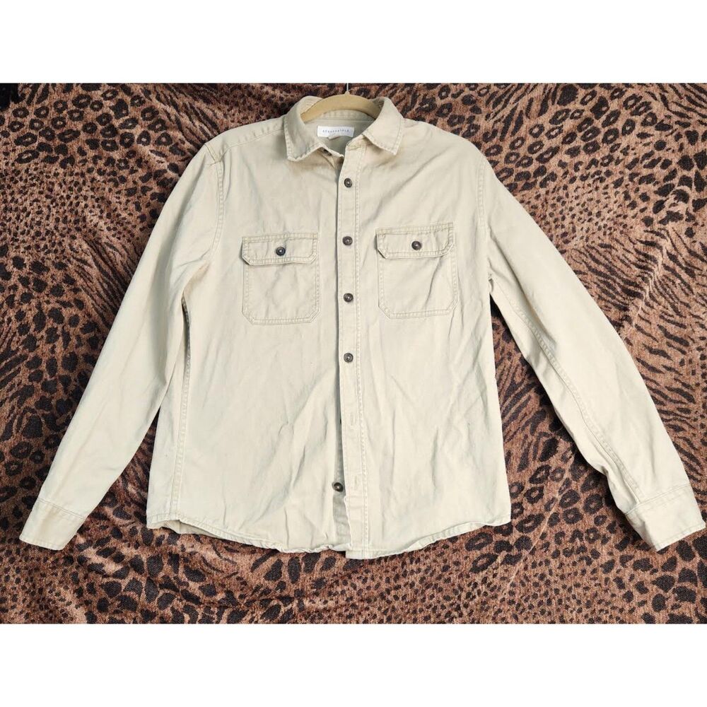 Aeropostale Men's Tan/Beige Denim Shirt Size S Western Preppy Minimalist